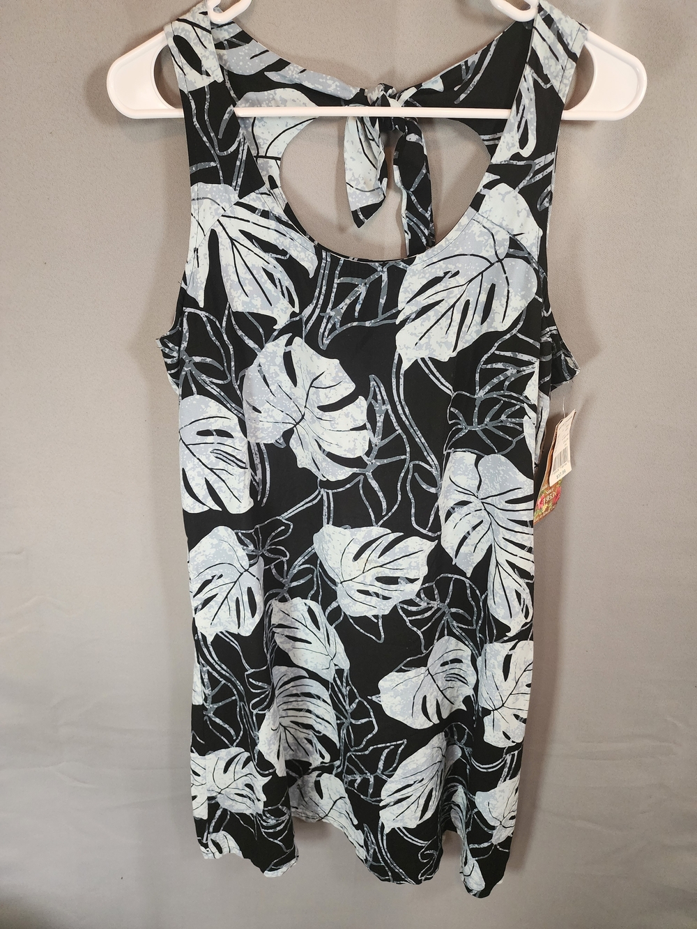 Hawaiian Made Black and White Tropical Leaf Tank Dress